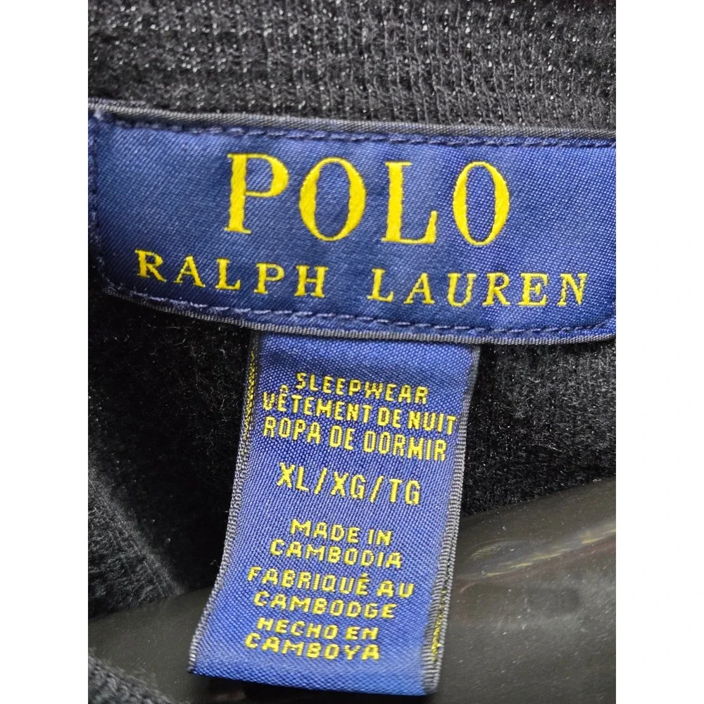 Men's Polo Ralph Lauren XL Black Waffle Knit Thermal Long Sleeve Shirt Preppy